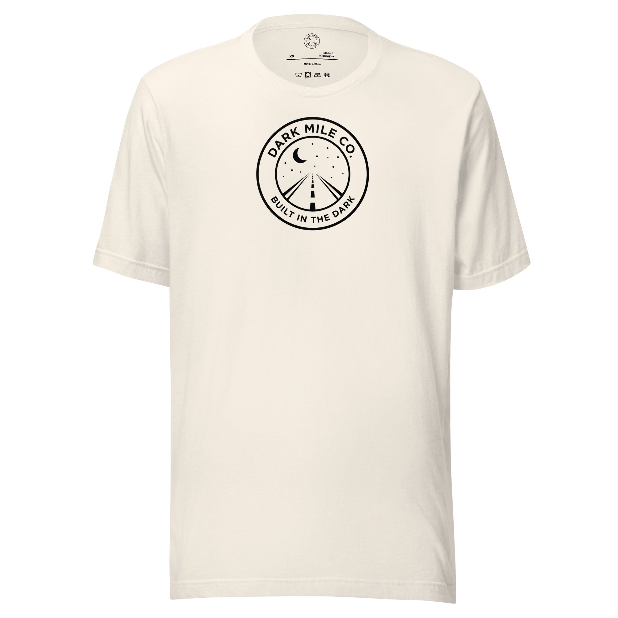 Dark Mile Co. Lifestyle Tee — Built in the Light in Vintage White, front view